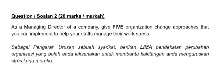  Question / Soalan 2(20 marks / markah) As a Managing Director