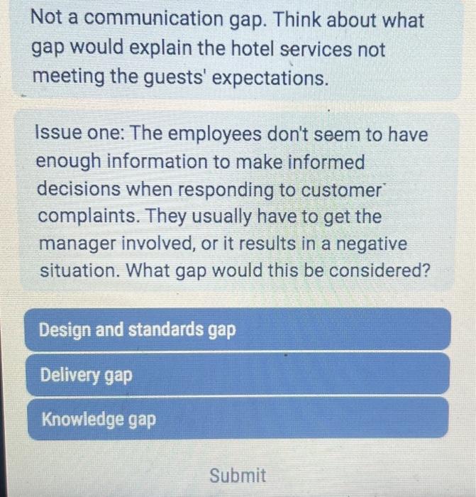  Not a communication gap. Think about what gap would explain the
