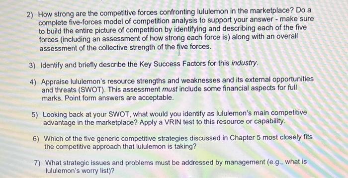 v 2) How strong are the competitive forces confronting lululemon in the
