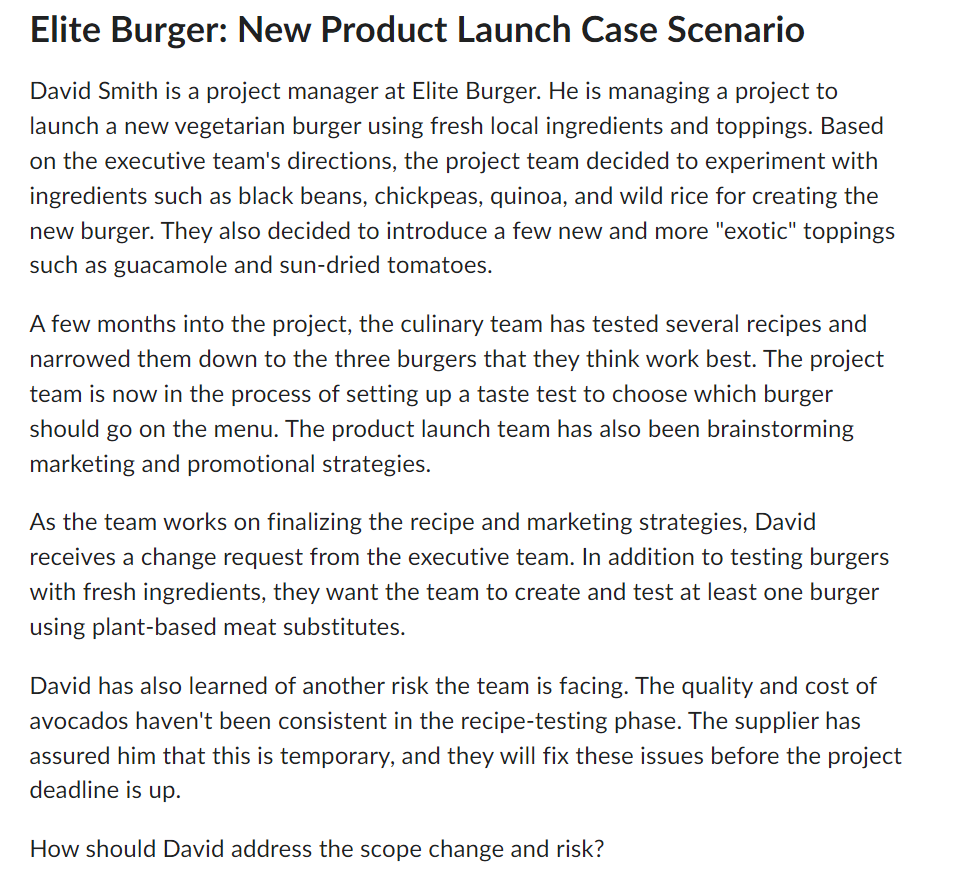 David Smith is a project manager at Elite Burger. He is