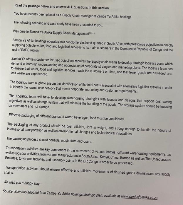  please answer question 4 Read the passage below and answer ALL