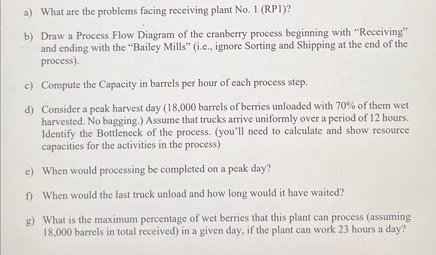  a) What are the problems facing receiving plant No.1(RP1)? b) Draw