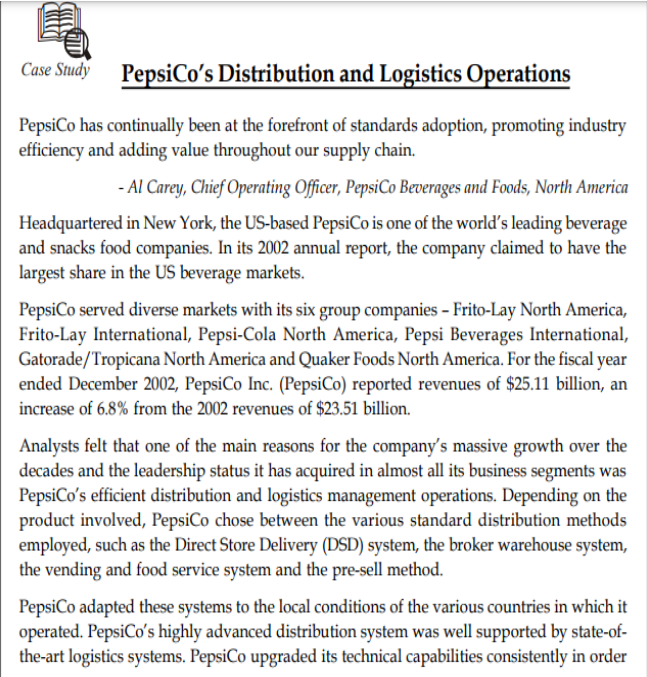  Question: write down the case facts, and comment on it. PepsiCo