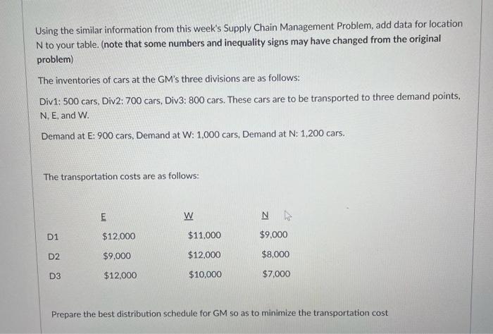 total cost be? (the objective function value after running solver) Using the