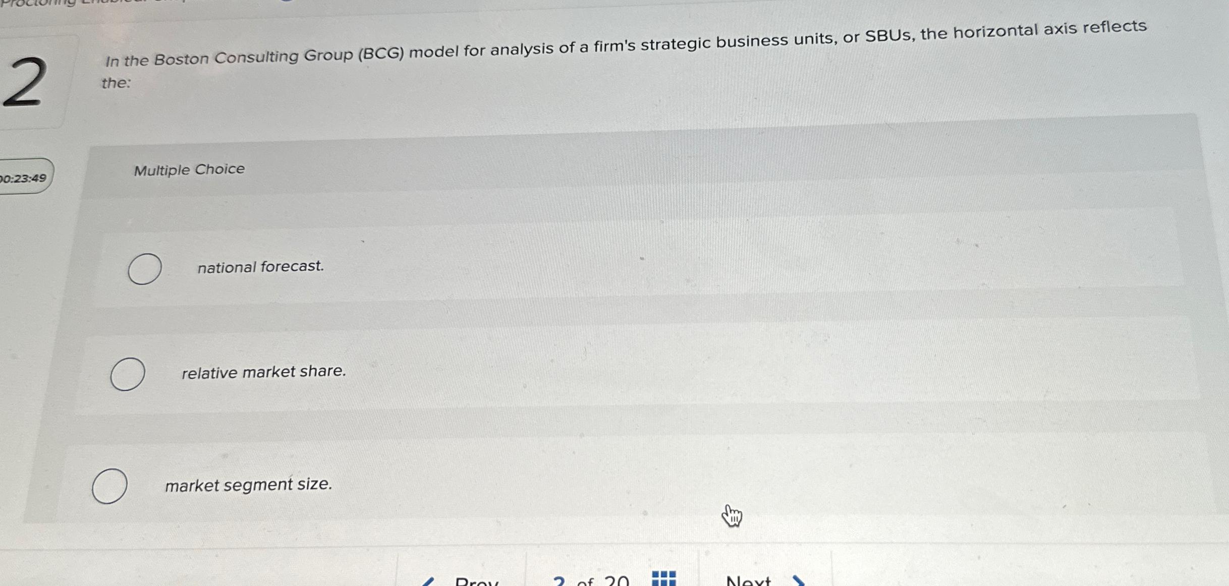  In the Boston Consulting Group (BCG) model for analysis of a