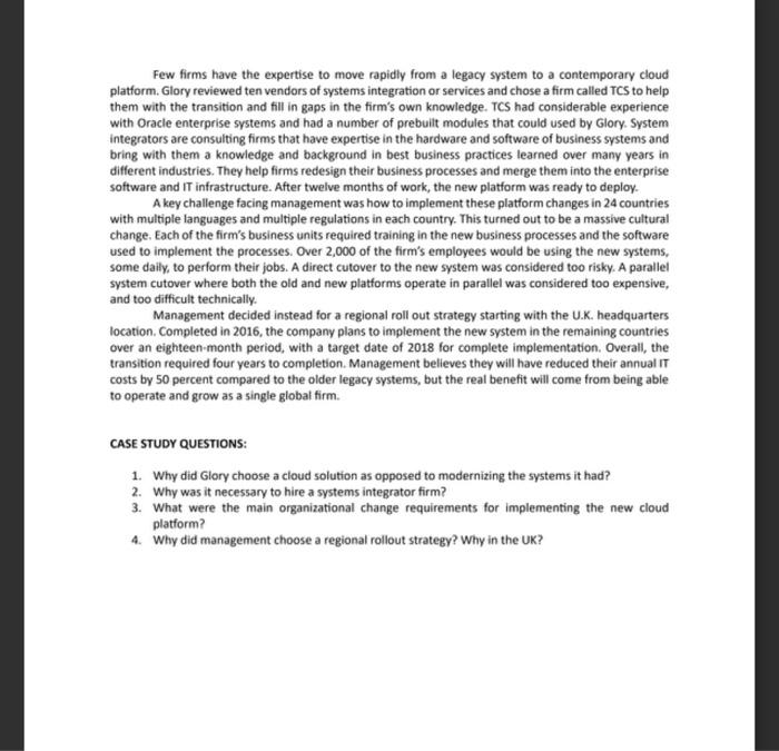 Study No. 5: Glory Finds Solutions in the Cloud Ever wonder who