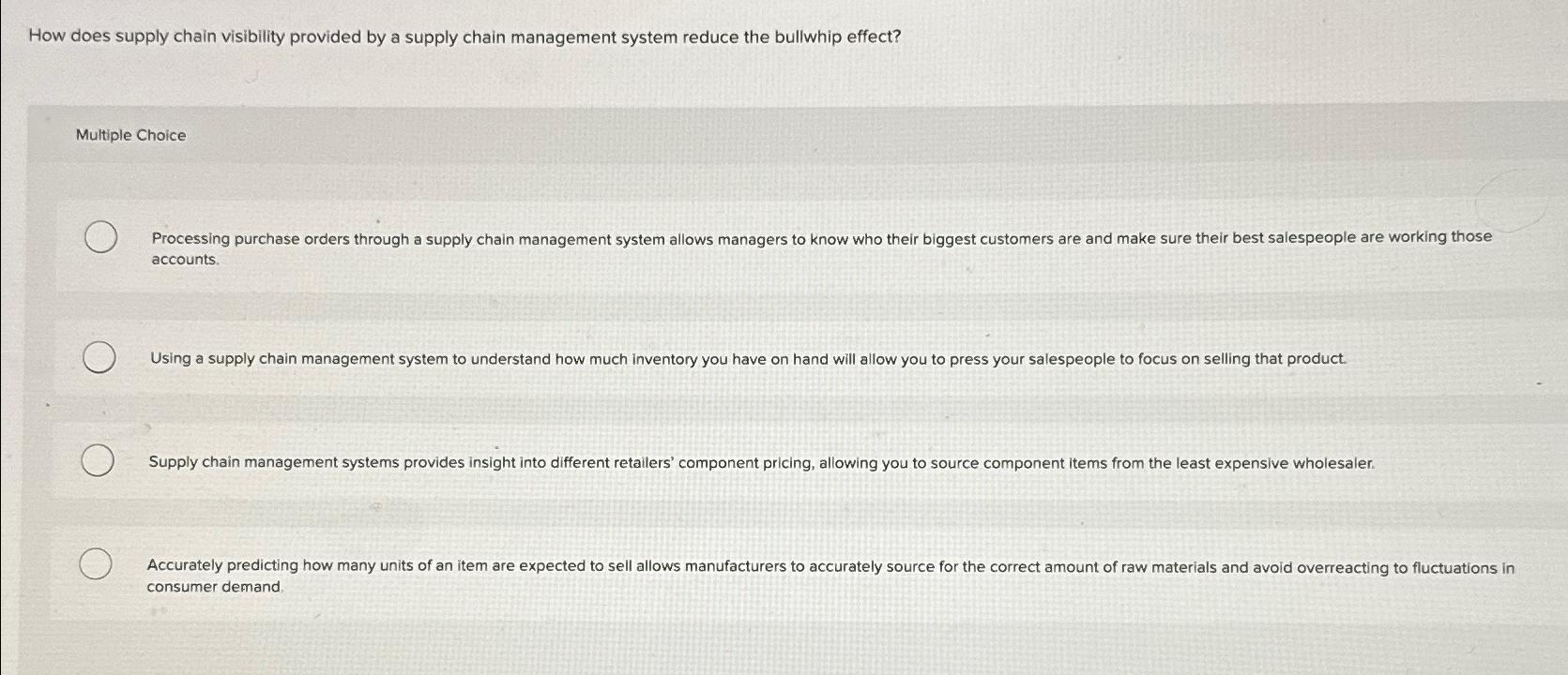  How does supply chain visibility provided by a supply chain management