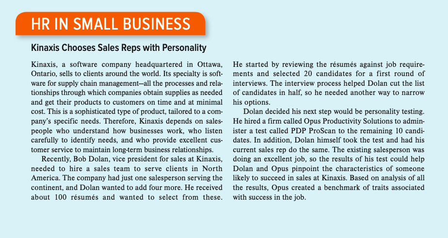 1. What selection methods did Bob Dolan use for hiring salespeople? Did