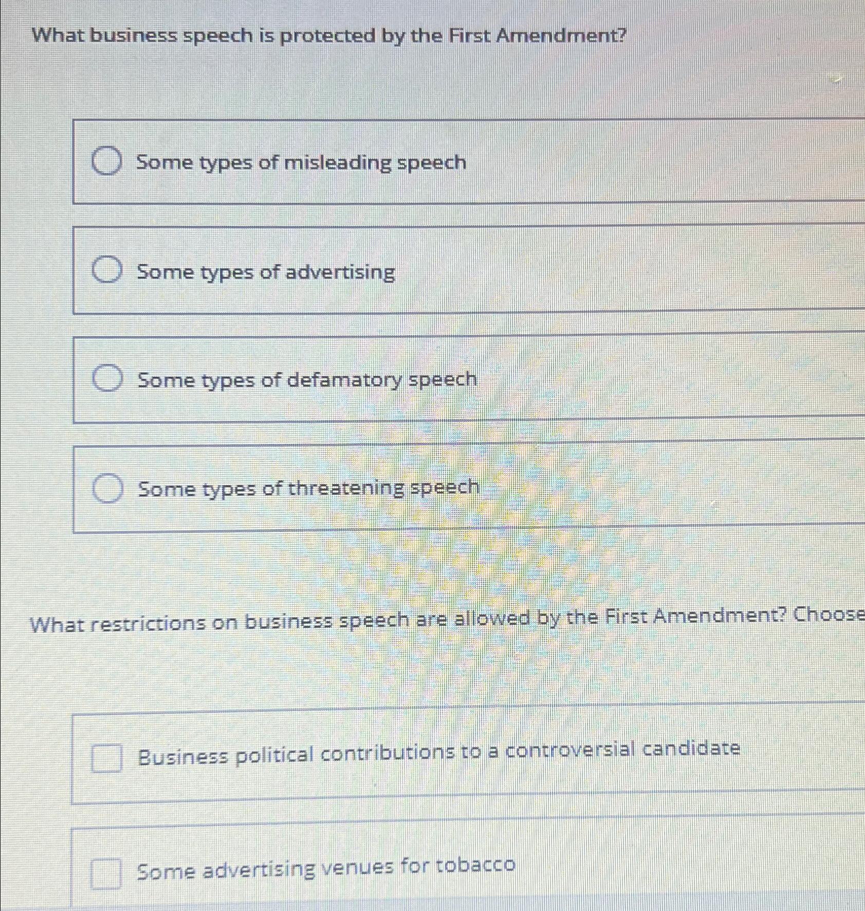  What business speech is protected by the First Amendment? Some types