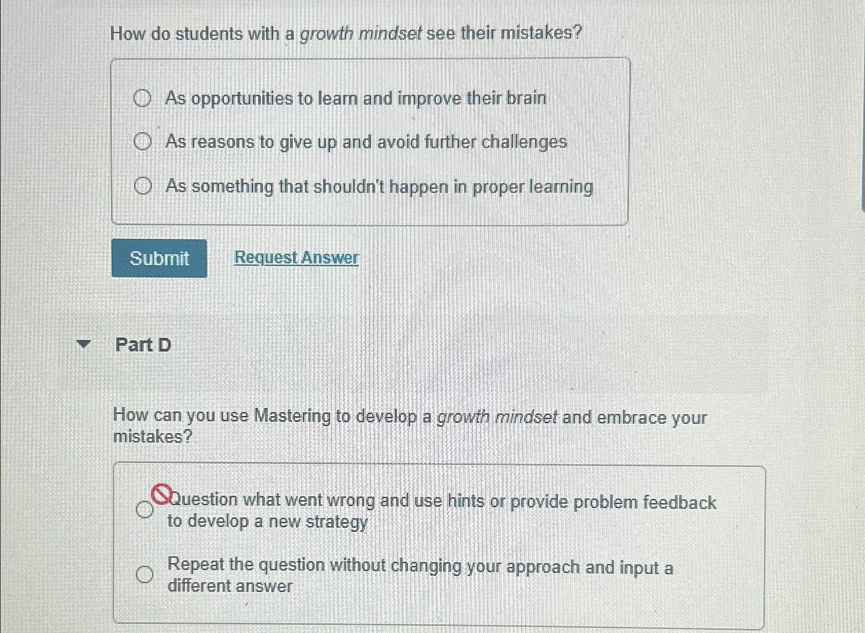  How do students with a growth mindset see their mistakes? As