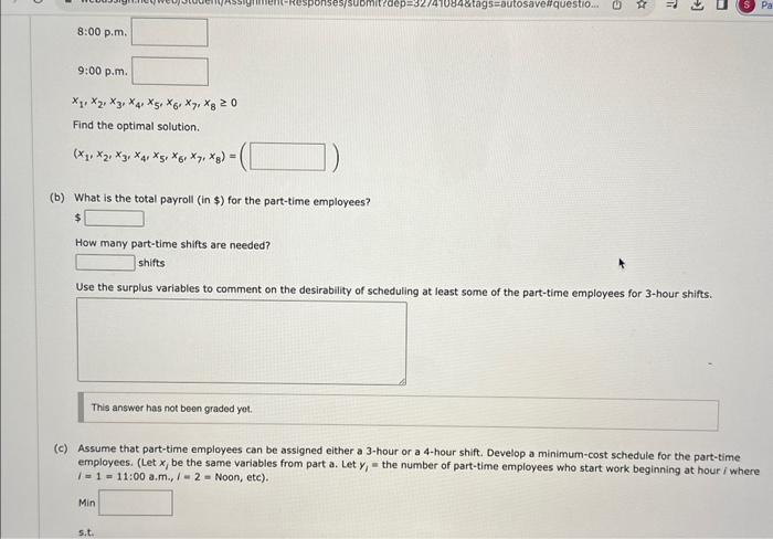 start work beginning at hour where i=1=11:00 a.m., l=2= Noon, etc). \begin{tabular}{l}