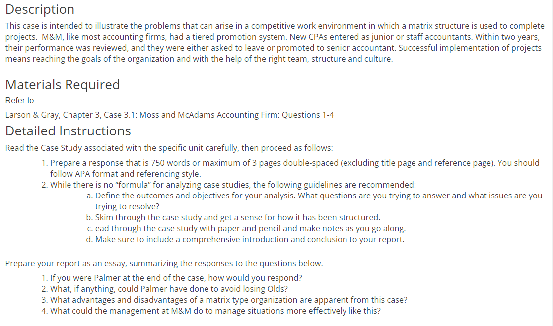  Description This case is intended to illustrate the problems that can