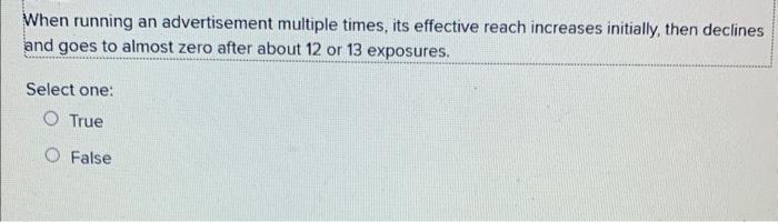  When running an advertisement multiple times, its effective reach increases initially,