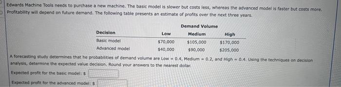 ch4?5 Edwards Machine Tools needs to purchase a new machine. The basic