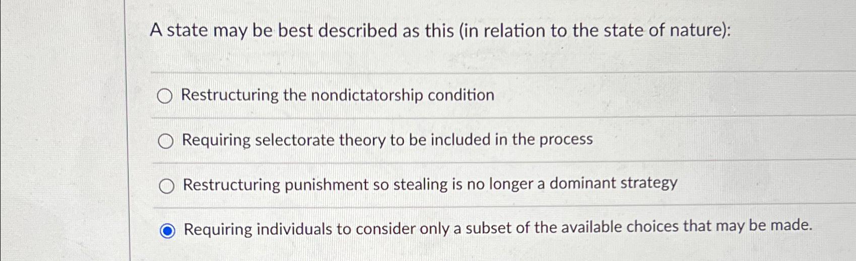  A state may be best described as this (in relation to