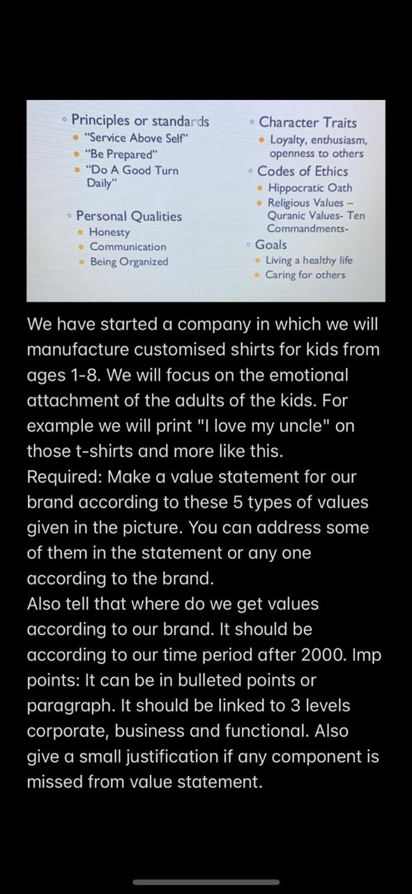 - Principles or standards - Character Traits - "Service Above Self"