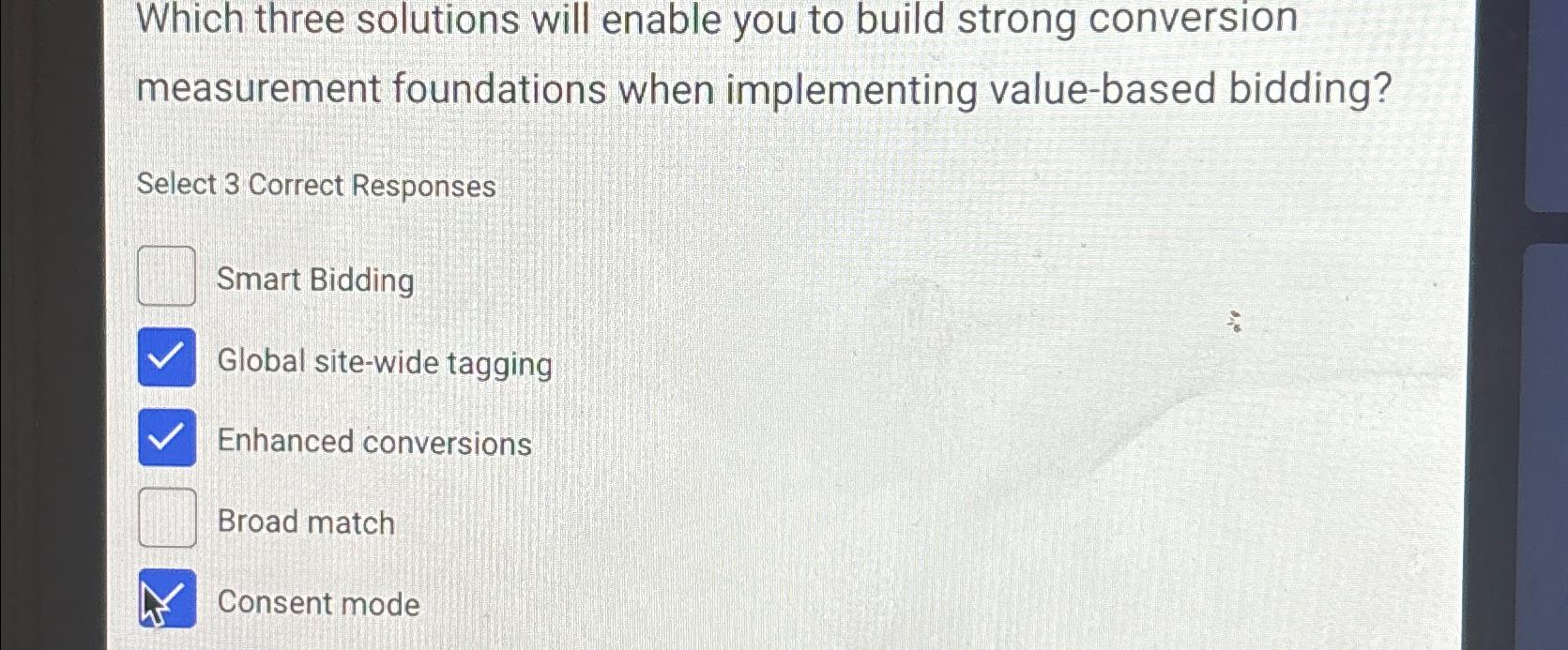 Which three solutions will enable you to build strong conversion measurement