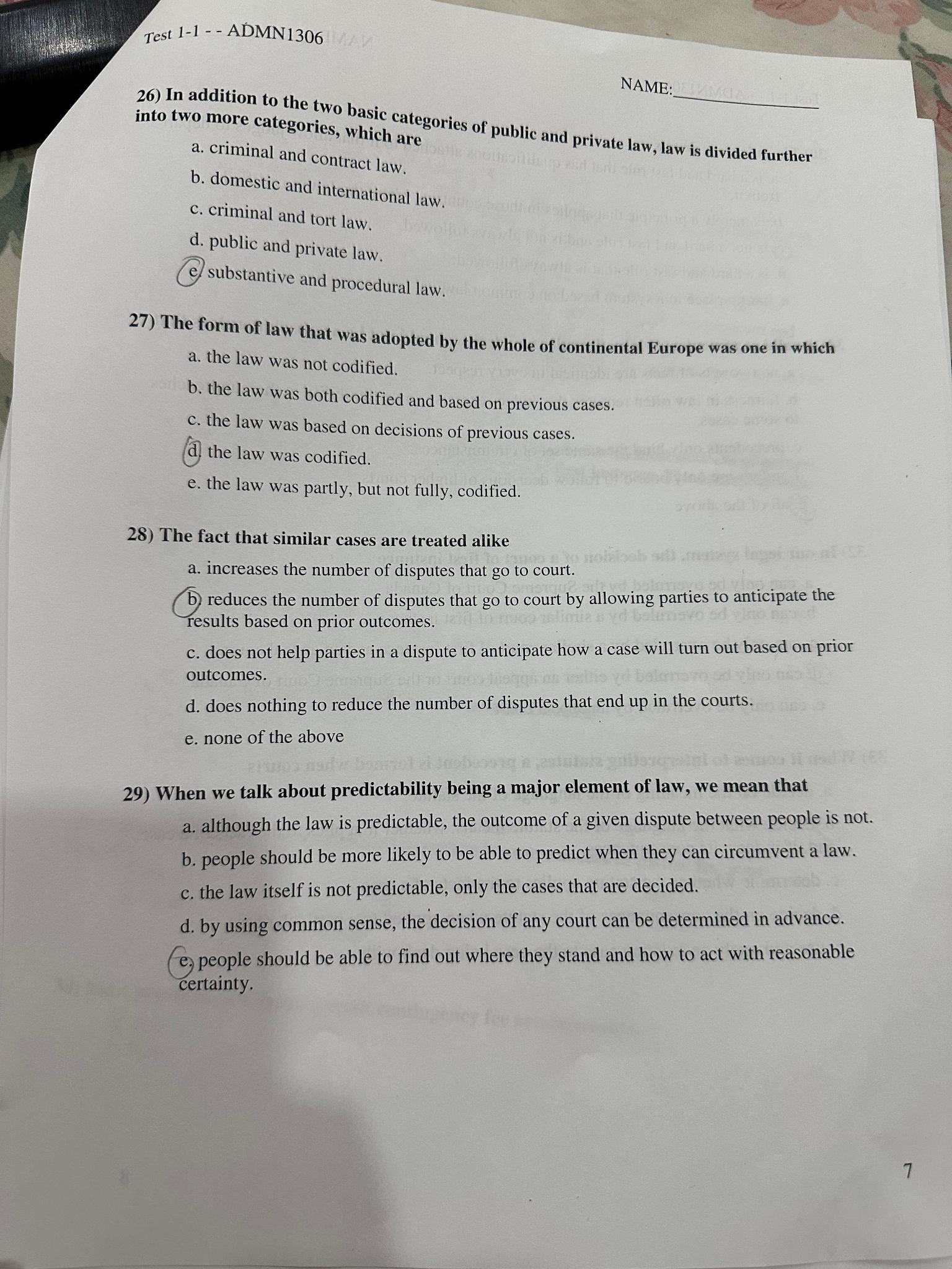  Test 1-1-- ADMN1306 NAME: In addition to the two basic categories