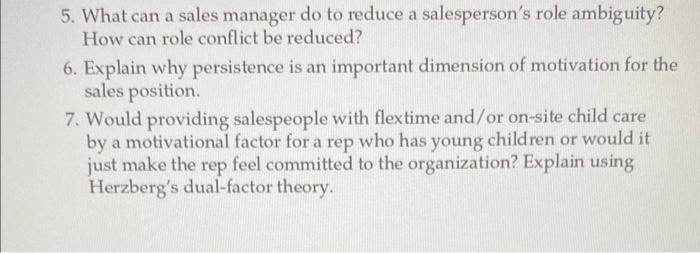  5. What can a sales manager do to reduce a salesperson's