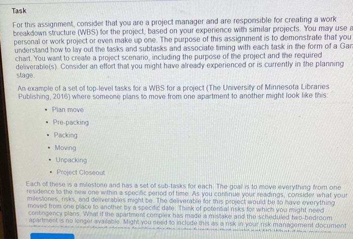  or this assignment, consider that you are a project manager and