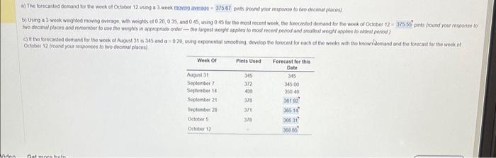  Please answer all questions. please use the table with following numbers