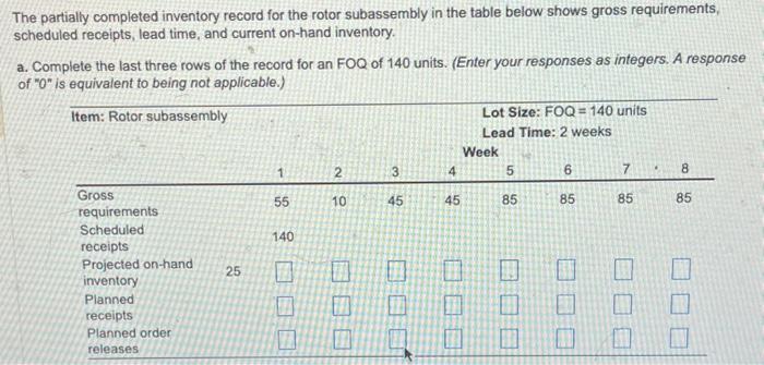  Please help and answer each part! The partially completed inventory record