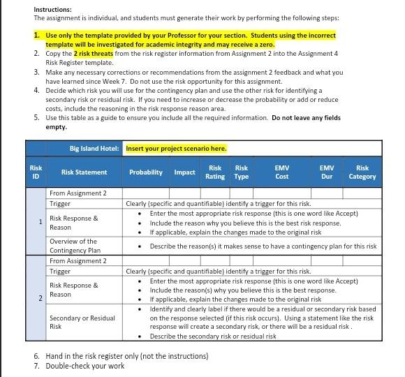Instructions: The assignment is individual, and students must generate their work