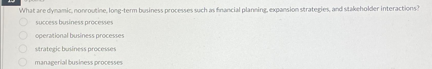  What are dynamic, nonroutine, long-term business processes such as financial planning,