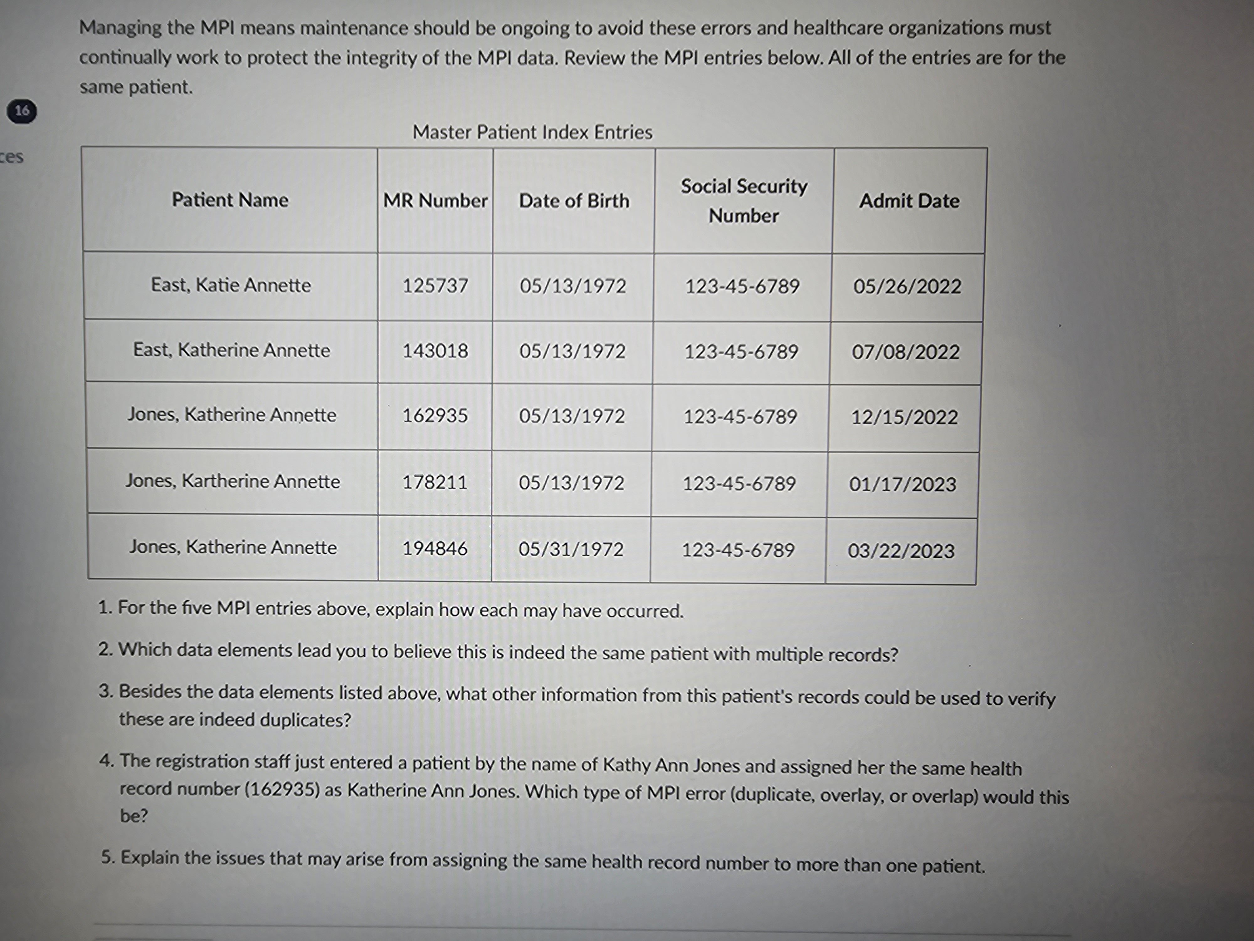 Managing the MPI means maintenance should be ongoing to avoid these errors