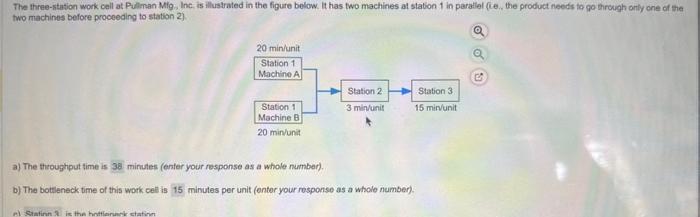 plaase help me with part D. a) The throughput time is minutes