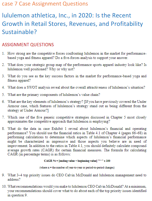 case 7 Case Assignment Questions lululemon athletica, Inc., in 2020: Is the