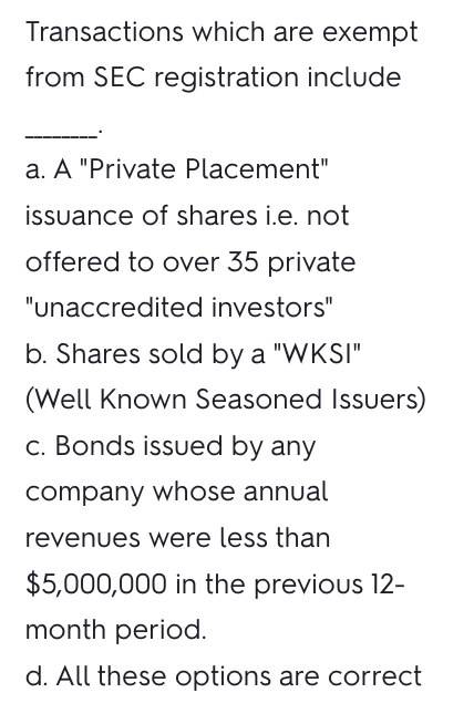  can you explain why it is correct? Transactions which are exempt