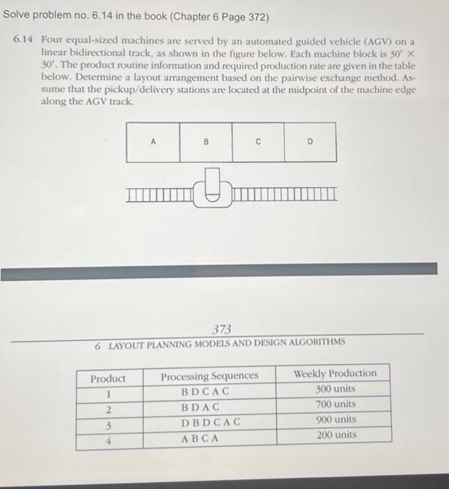 (( facility planning course)) Solve problem no. 6.14 in the book (Chapter