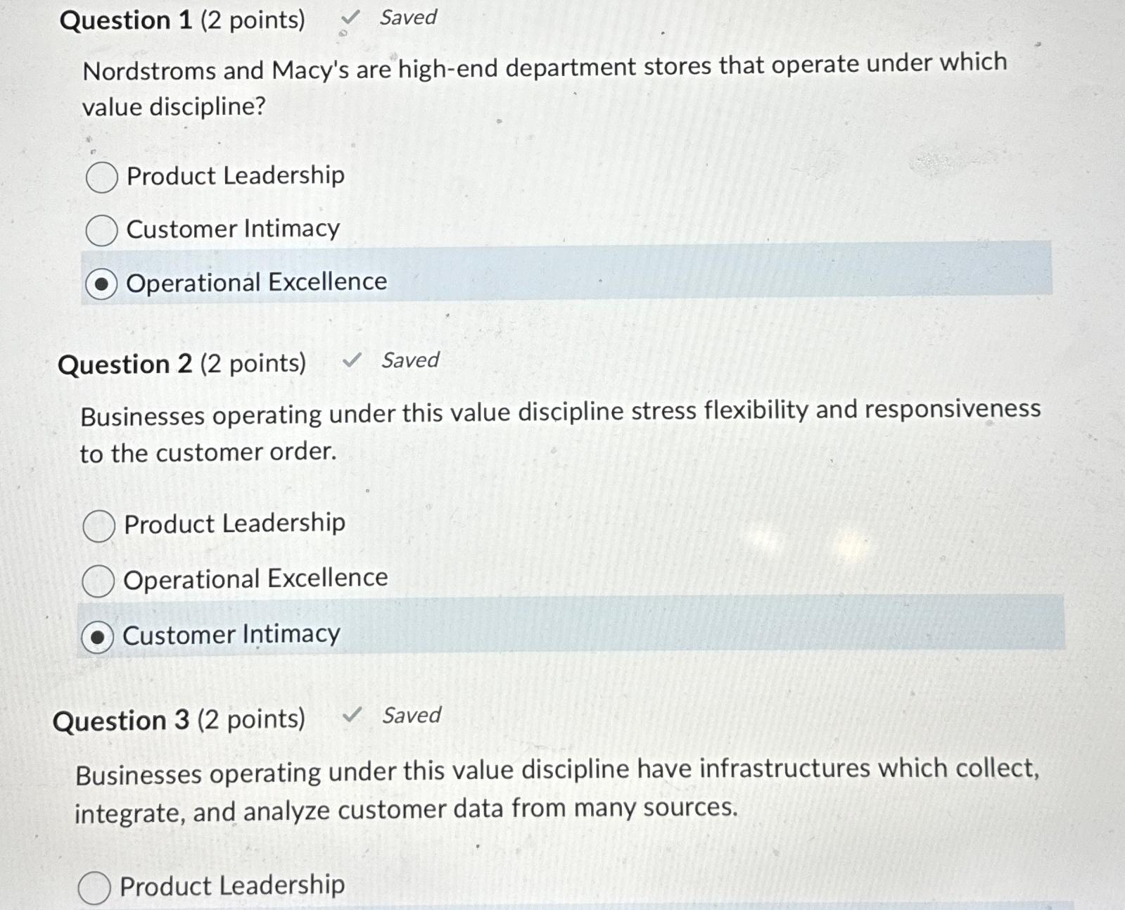  Question 1(2 points) Saved Nordstroms and Macy's are high-end department stores