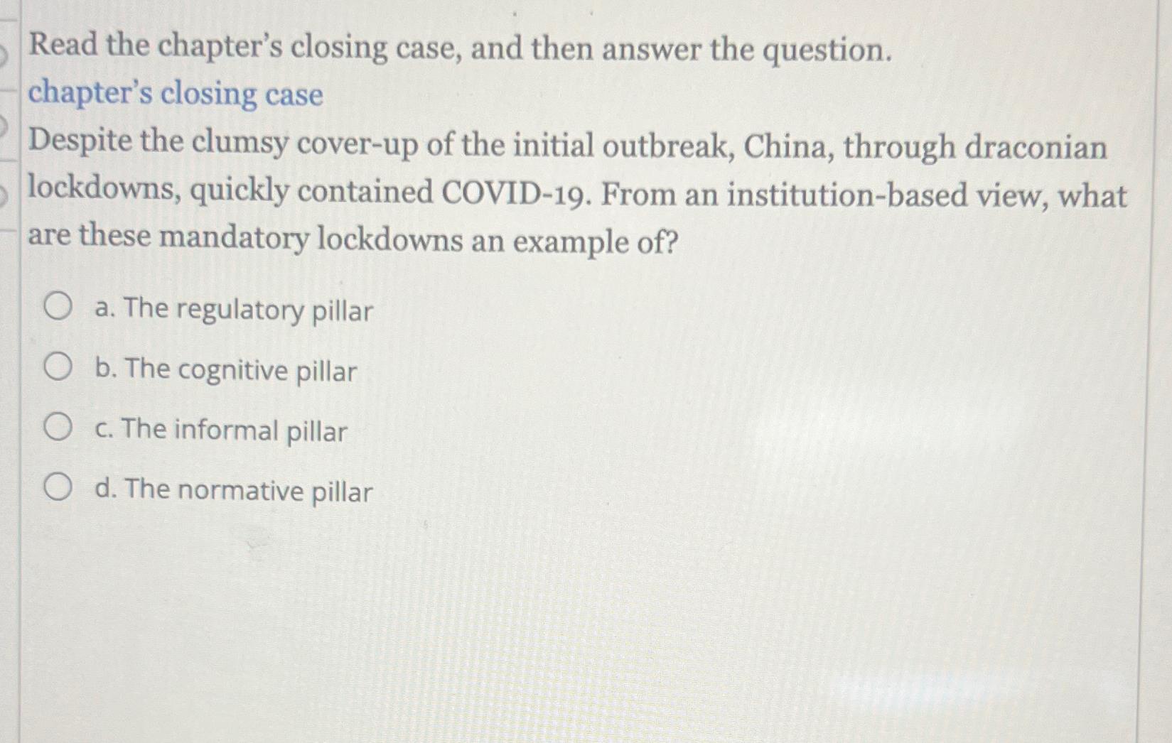  Read the chapter's closing case, and then answer the question. chapter's