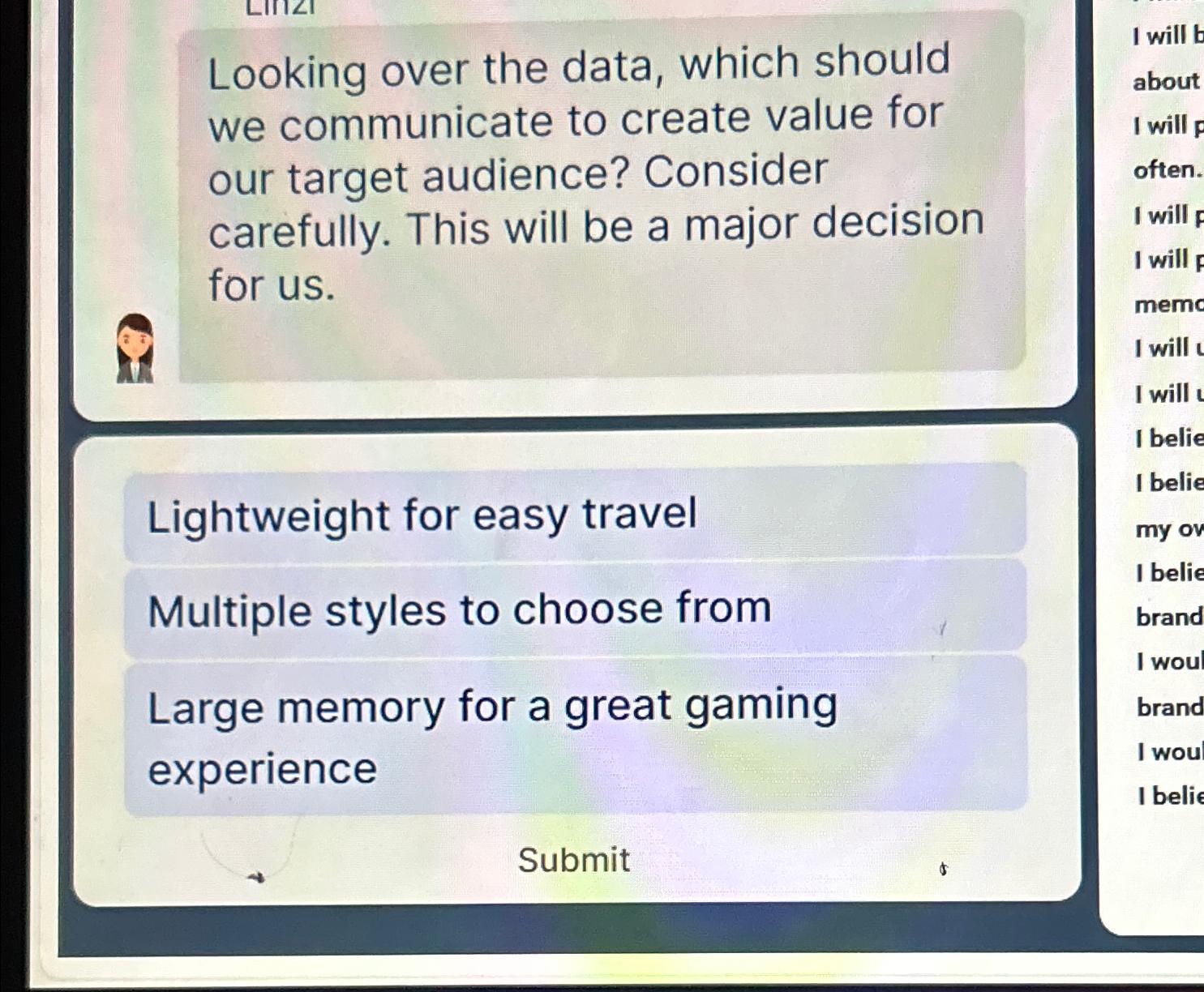  Looking over the data, which should we communicate to create value