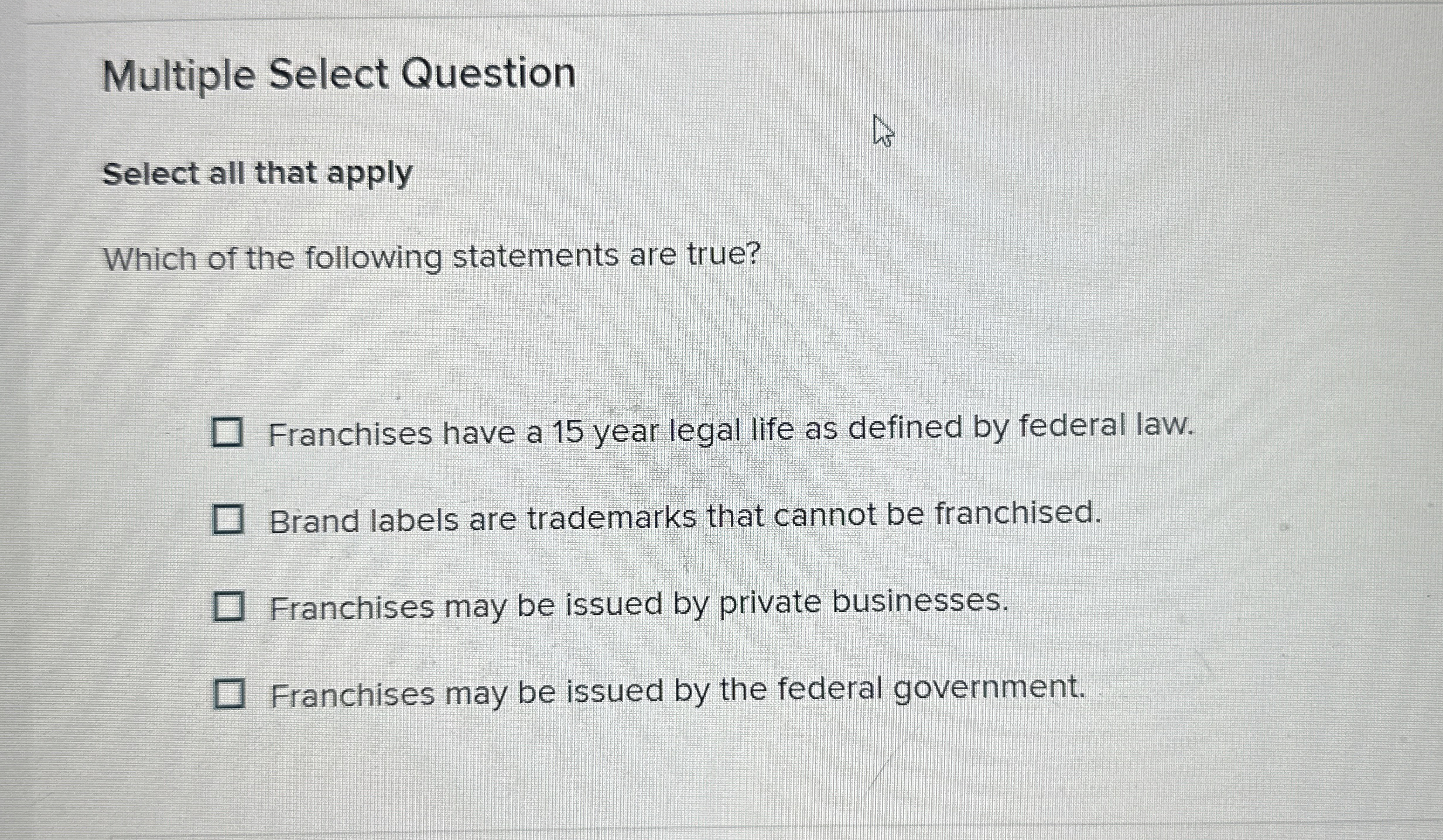  Multiple Select Question Select all that apply Which of the following