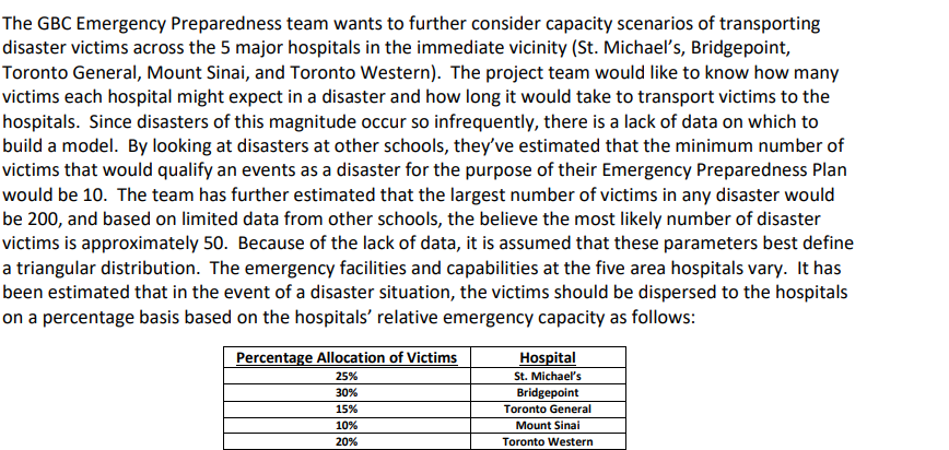 Preparedness Part 2. The GBC Emergency Preparedness team wants to further consider