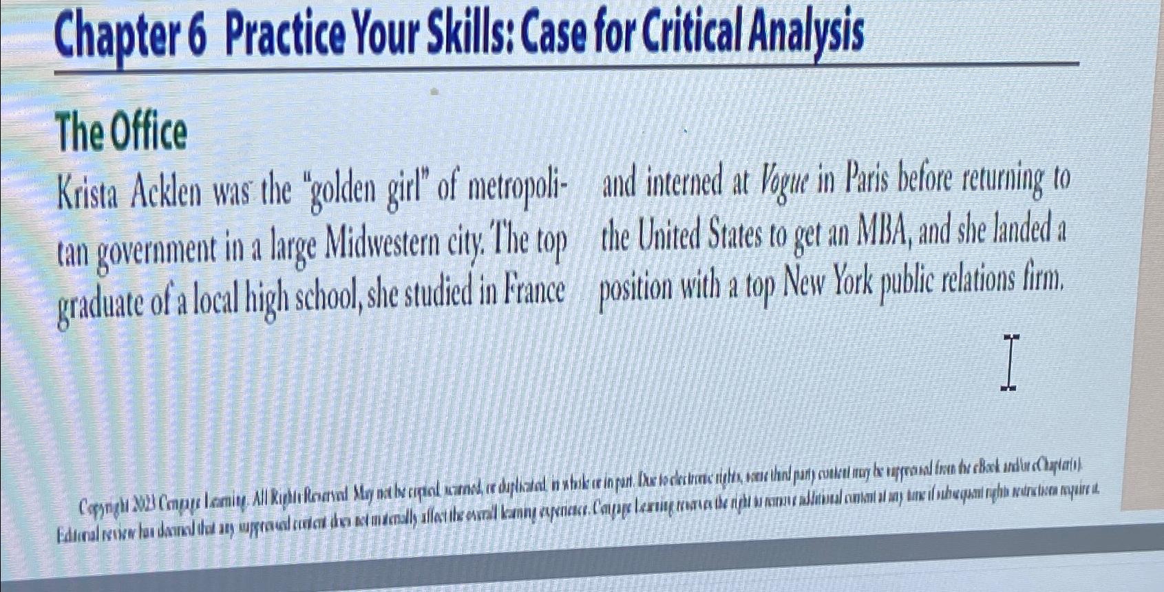  Chapter 6 Practice Your Skills: Case for Critical Analysis The Office