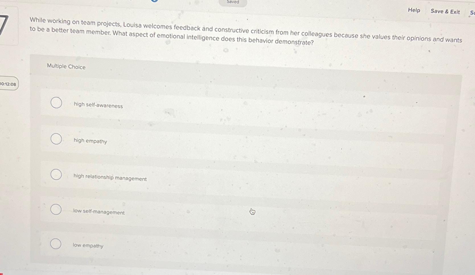  Saved Help Save & Exit While working on team projects, Louisa