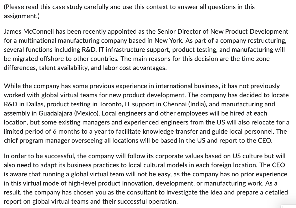  (Please read this case study carefully and use this context to