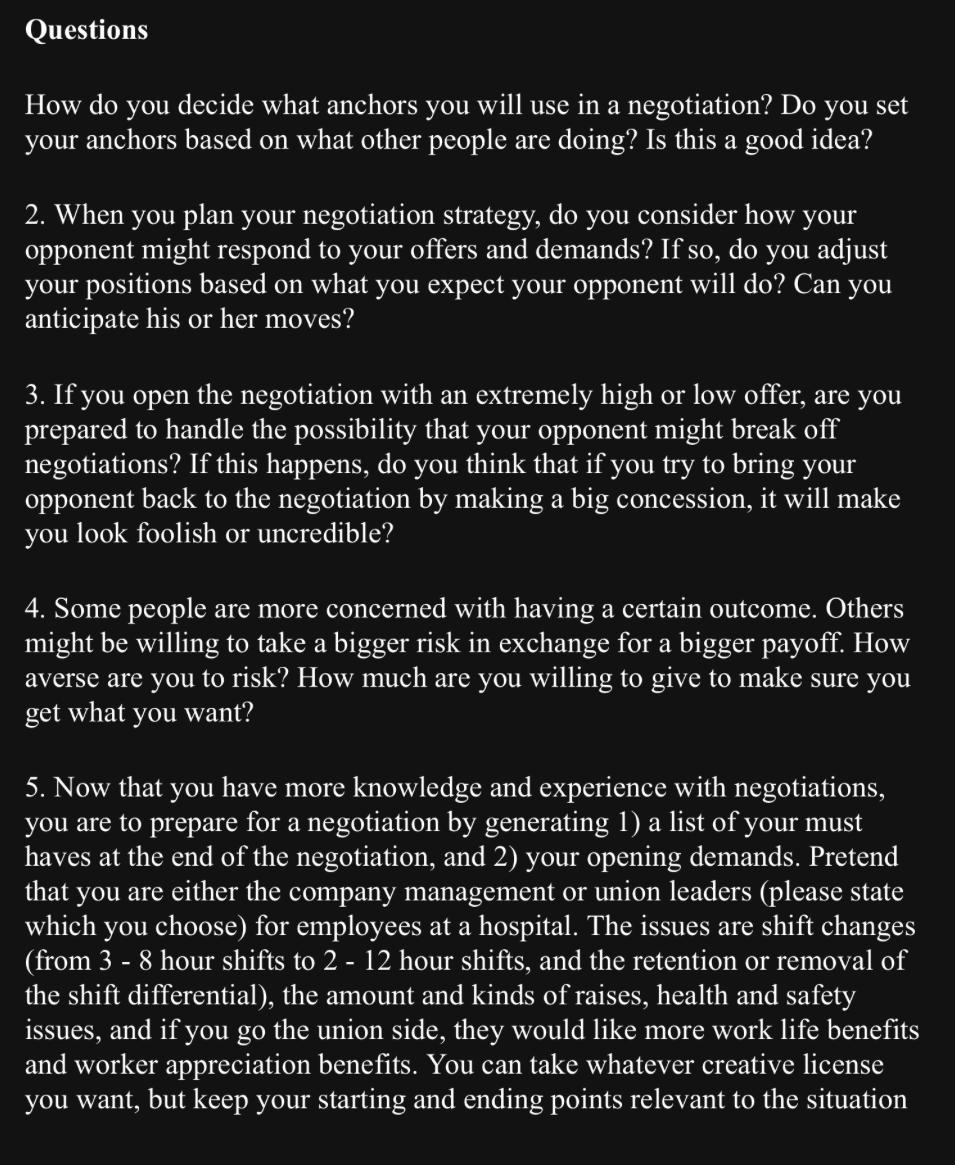  Questions How do you decide what anchors you will use in