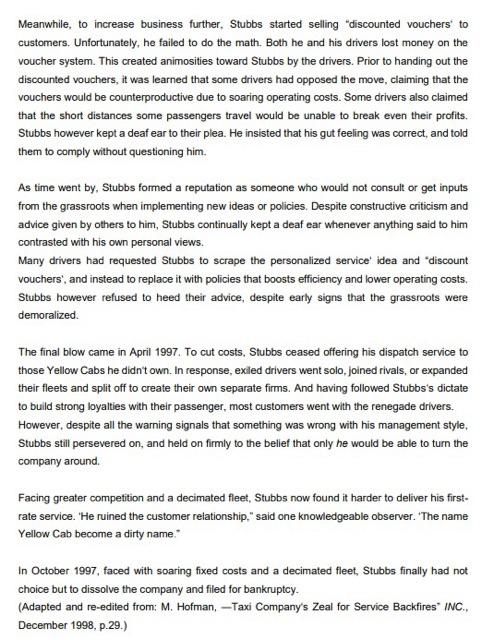 Decisions That Went Bad? Raymond Stubbs was a baker who operated a