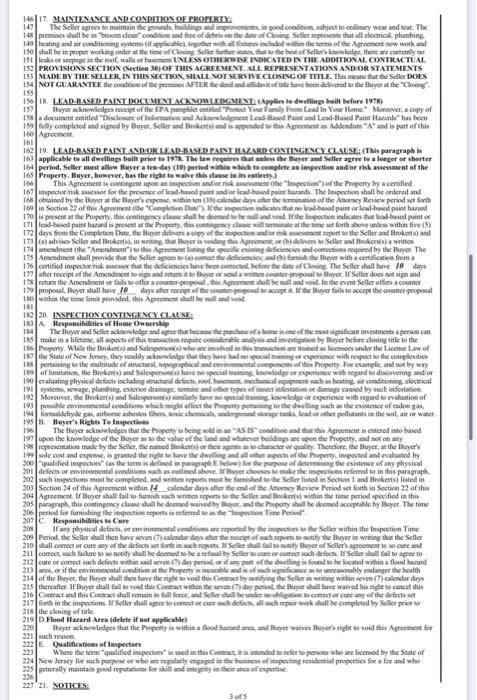  For each section (and subsections) of the contract, explain what the