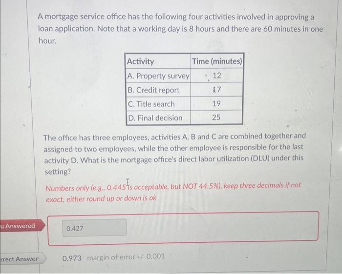 service office has the following four activities involved in approving a loan
