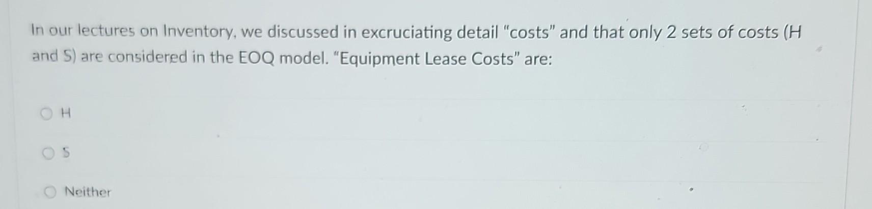 discussed in excruciating detail "costs" and that only 2 sets of costs