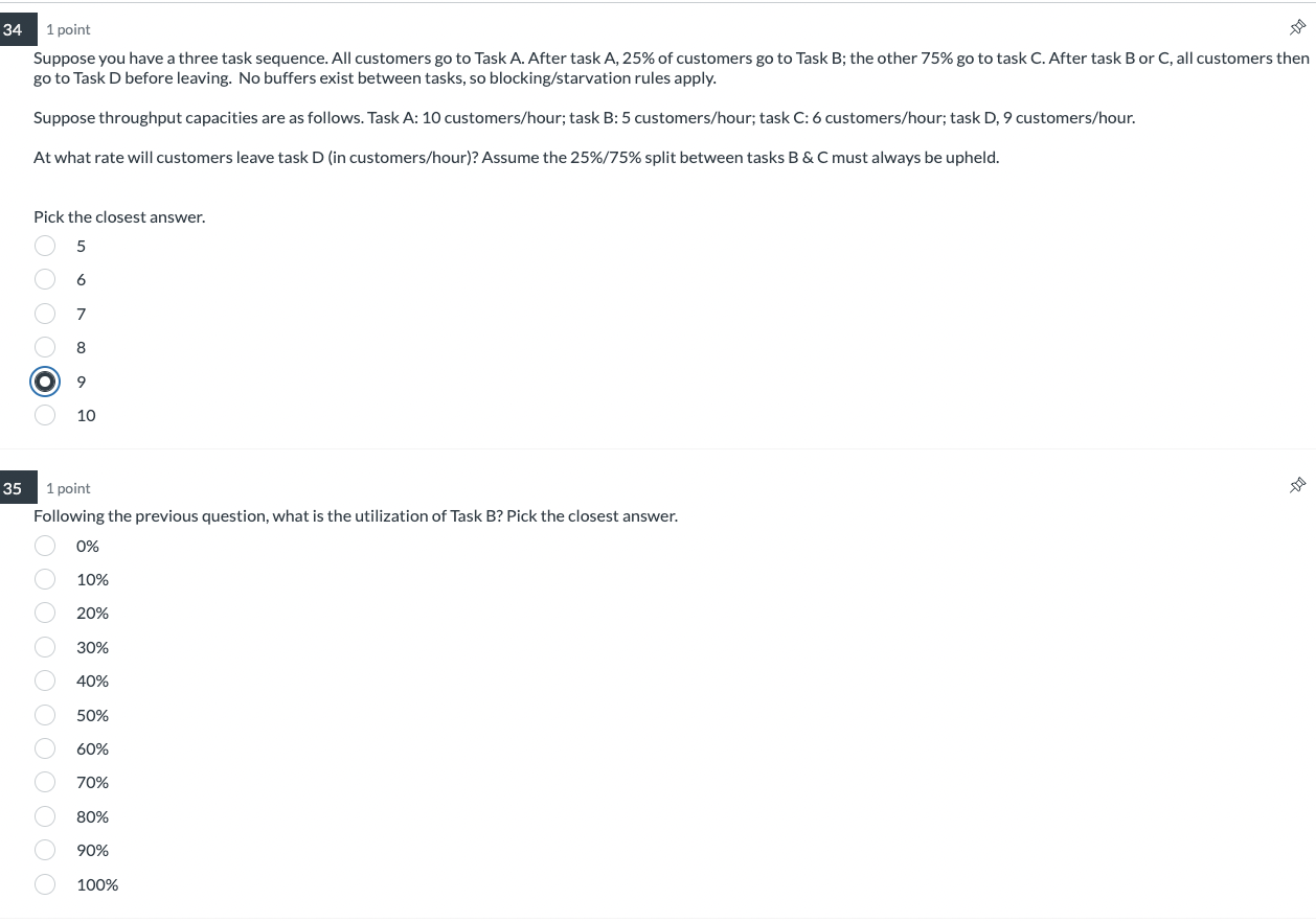 Suppose you have a three task sequence. All customers go to