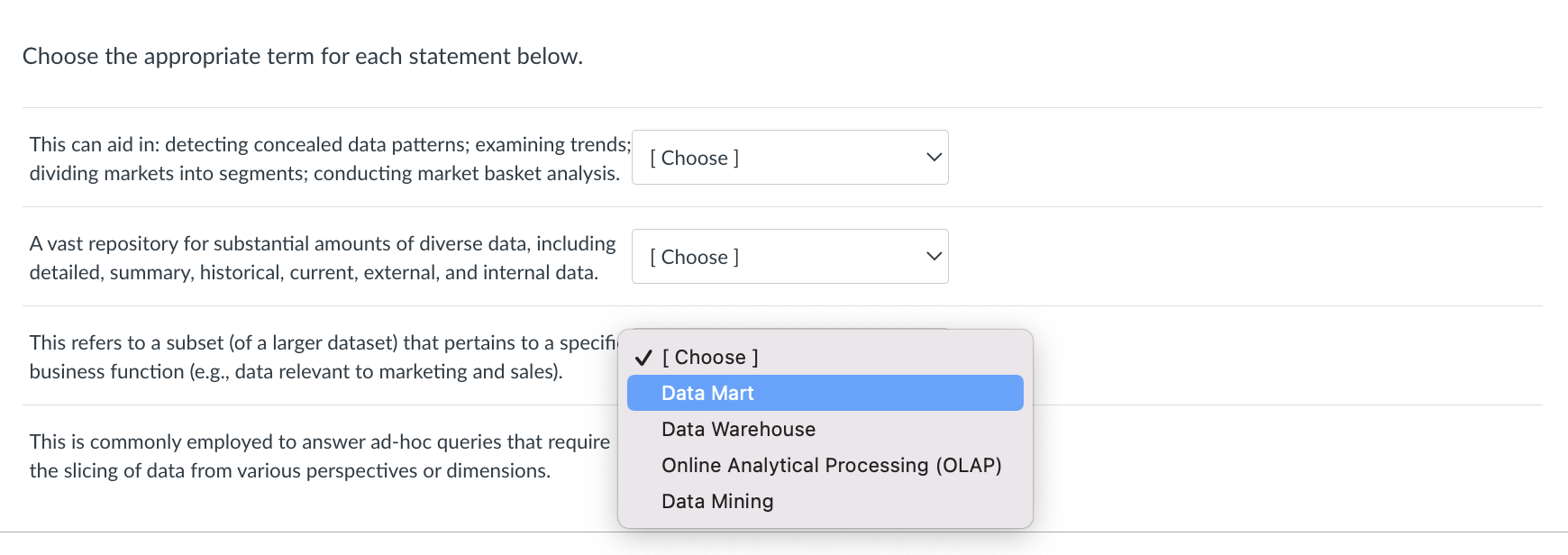Answer both please for thumbs up Choose the appropriate term for