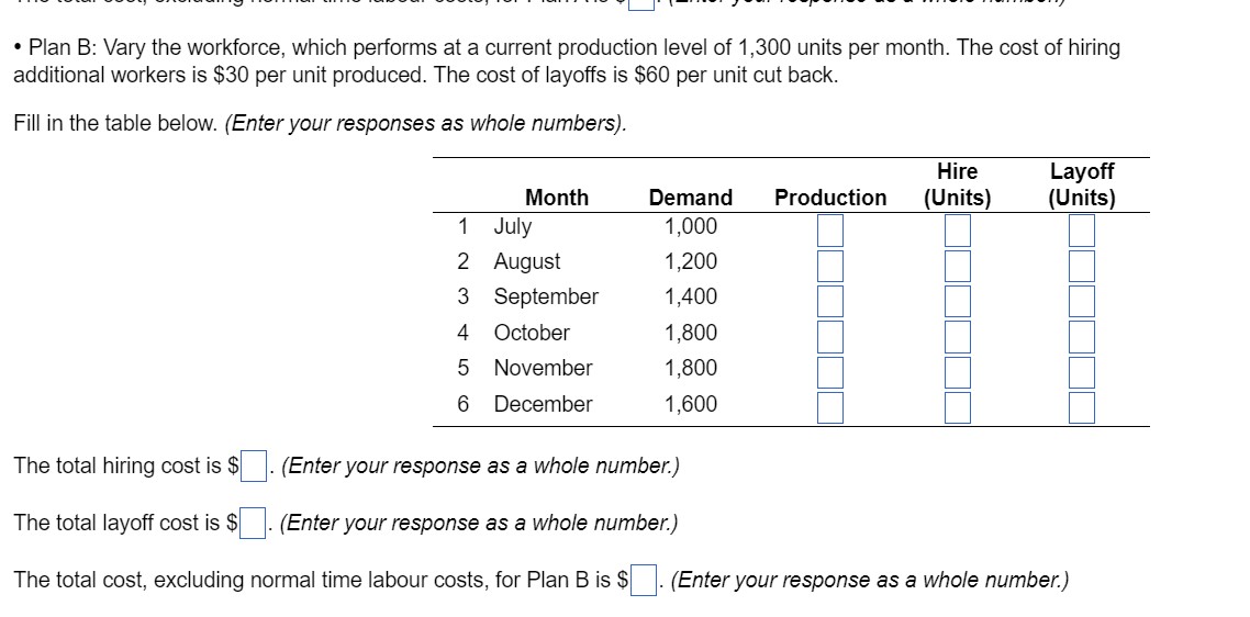 - Plan B: Vary the workforce, which performs at a current