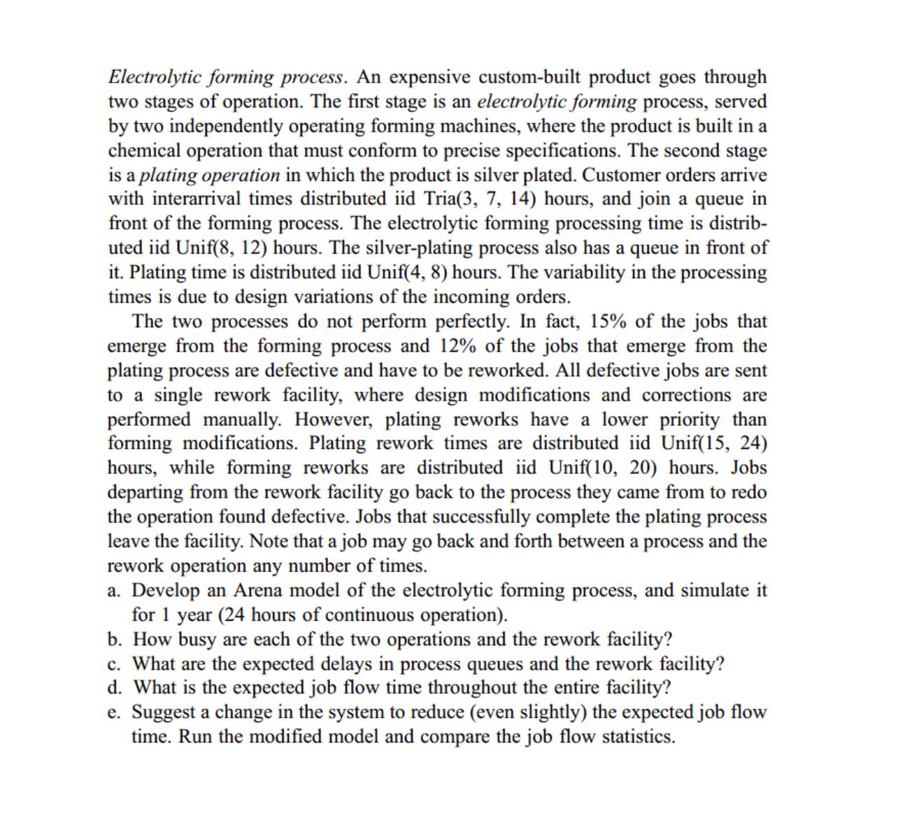  Electrolytic forming process. An expensive custom-built product goes through two stages